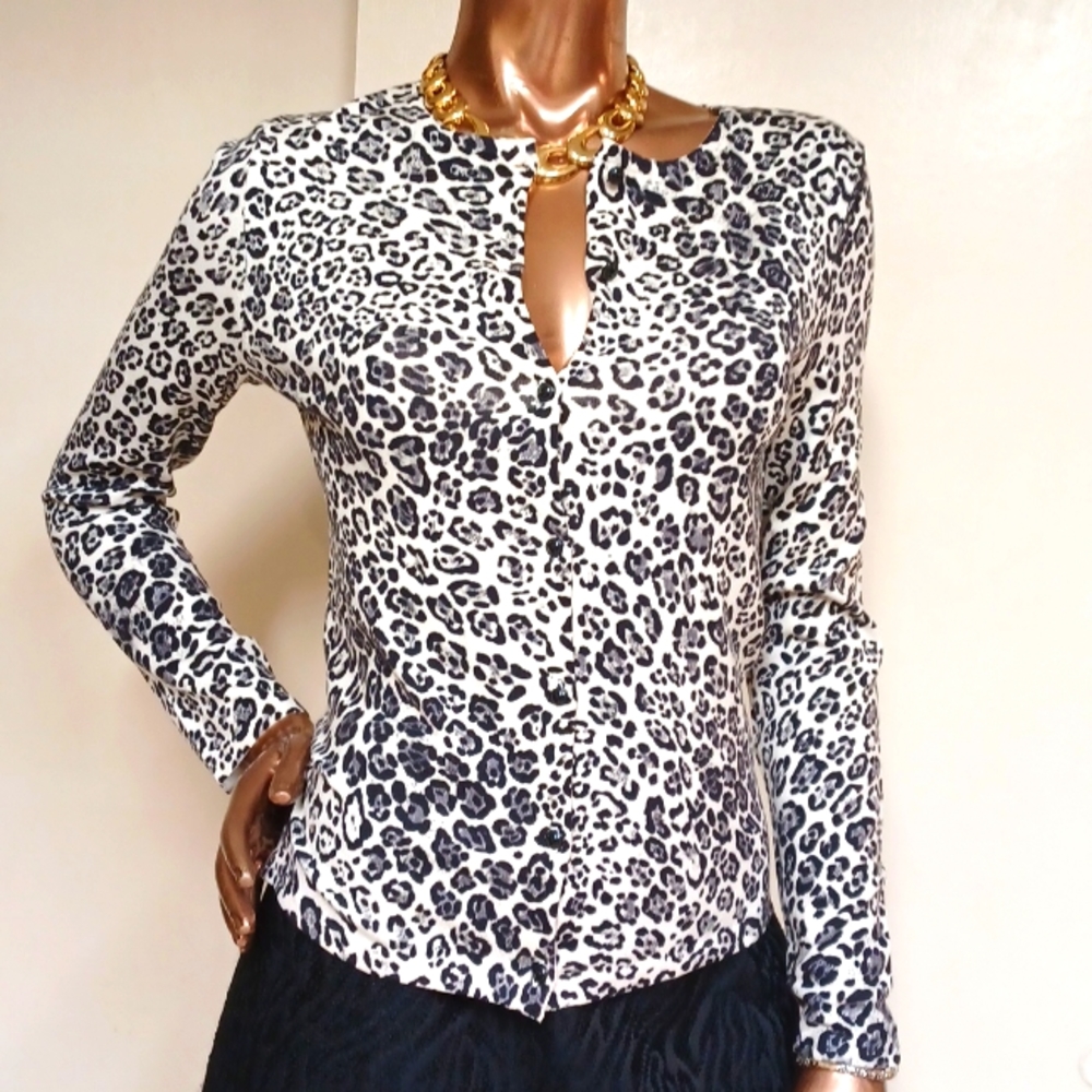 Jones New York Animal Print Cardigan